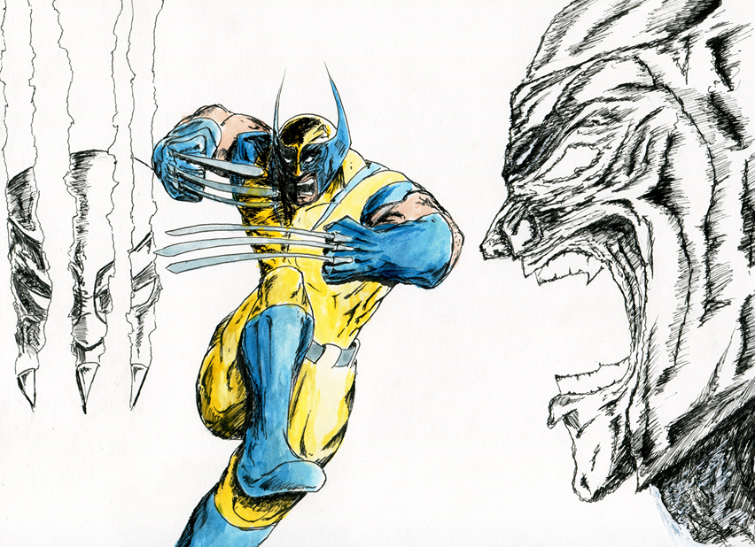 Wolverine Montage showing Wolverine cutting through fabric, leaping with his claws unsheathed, and screaming